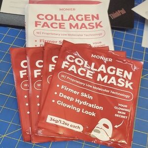Monier Collagen Face Mask Qty Of 4 In Box New Sealed Individual Packs